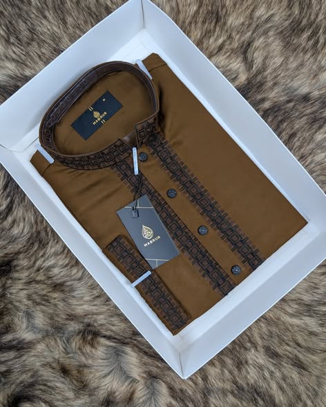 Coffee Brown Embroidered Panjabi