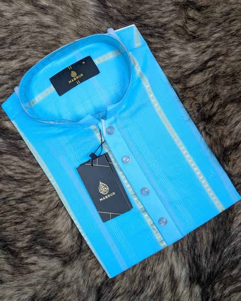 Classic Black Panjabi with Vertical Stripes