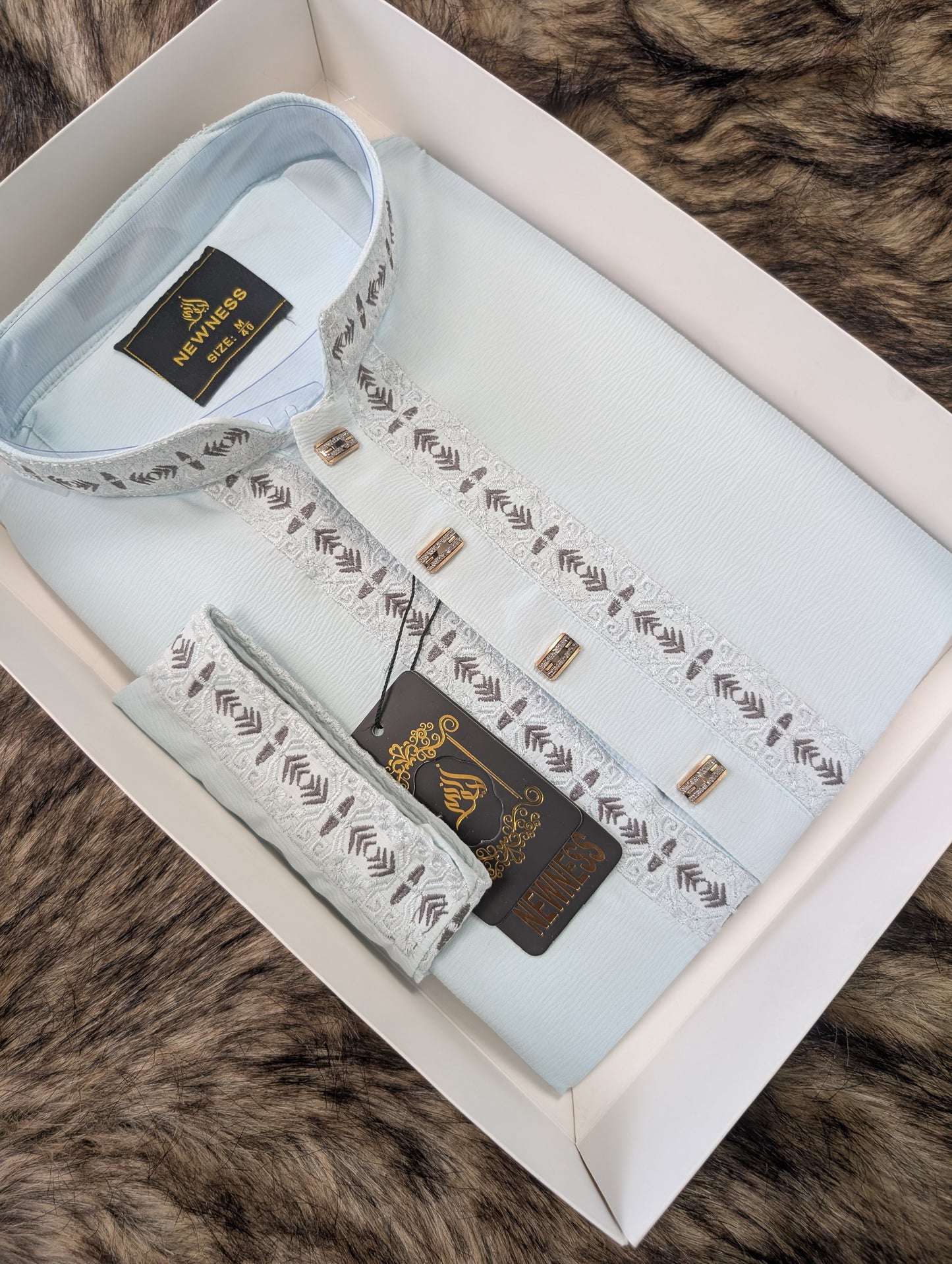 Elegant Midnight Black Panjabi with Intricate Embroidery