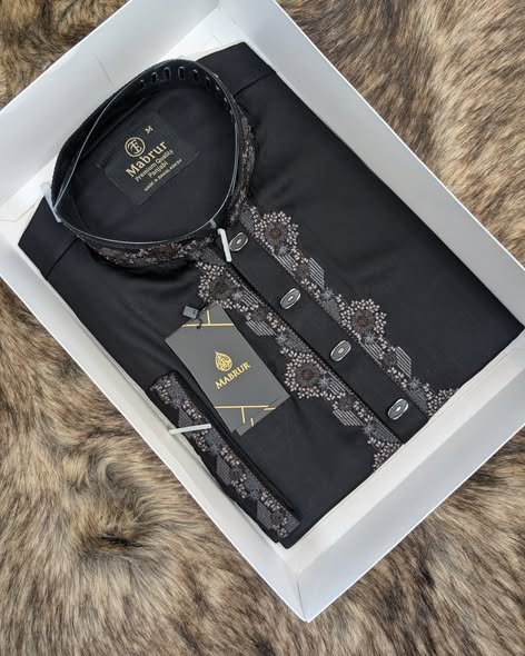 Elegant Navy Blue Embroidered Panjabi