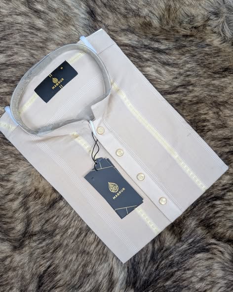 Classic Black Panjabi with Vertical Stripes