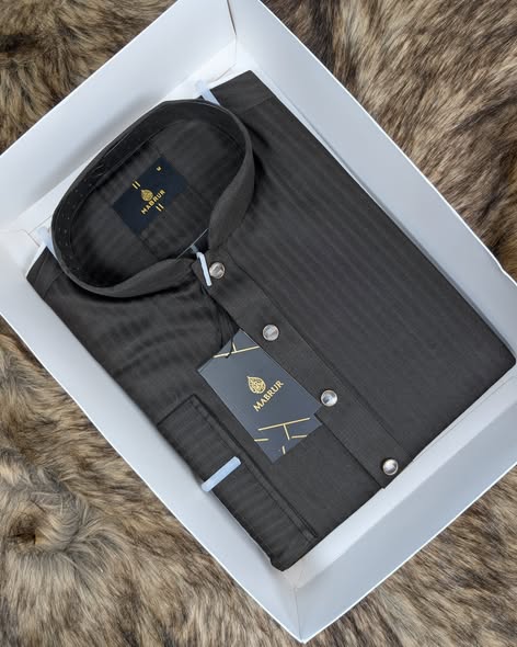 Elegant Charcoal Pinstripe Men's Panjabi