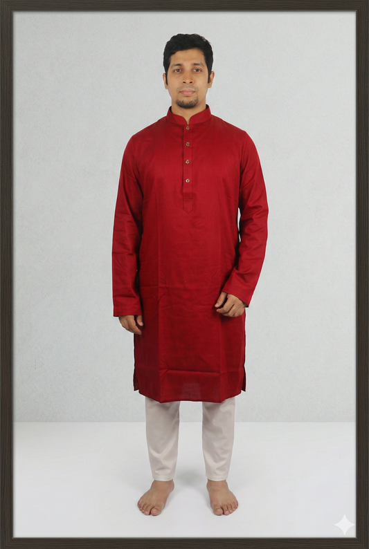 Classic Red Cotton Panjabi for Men