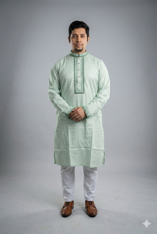 Gemini said Elegant Mint Green Textured Panjabi